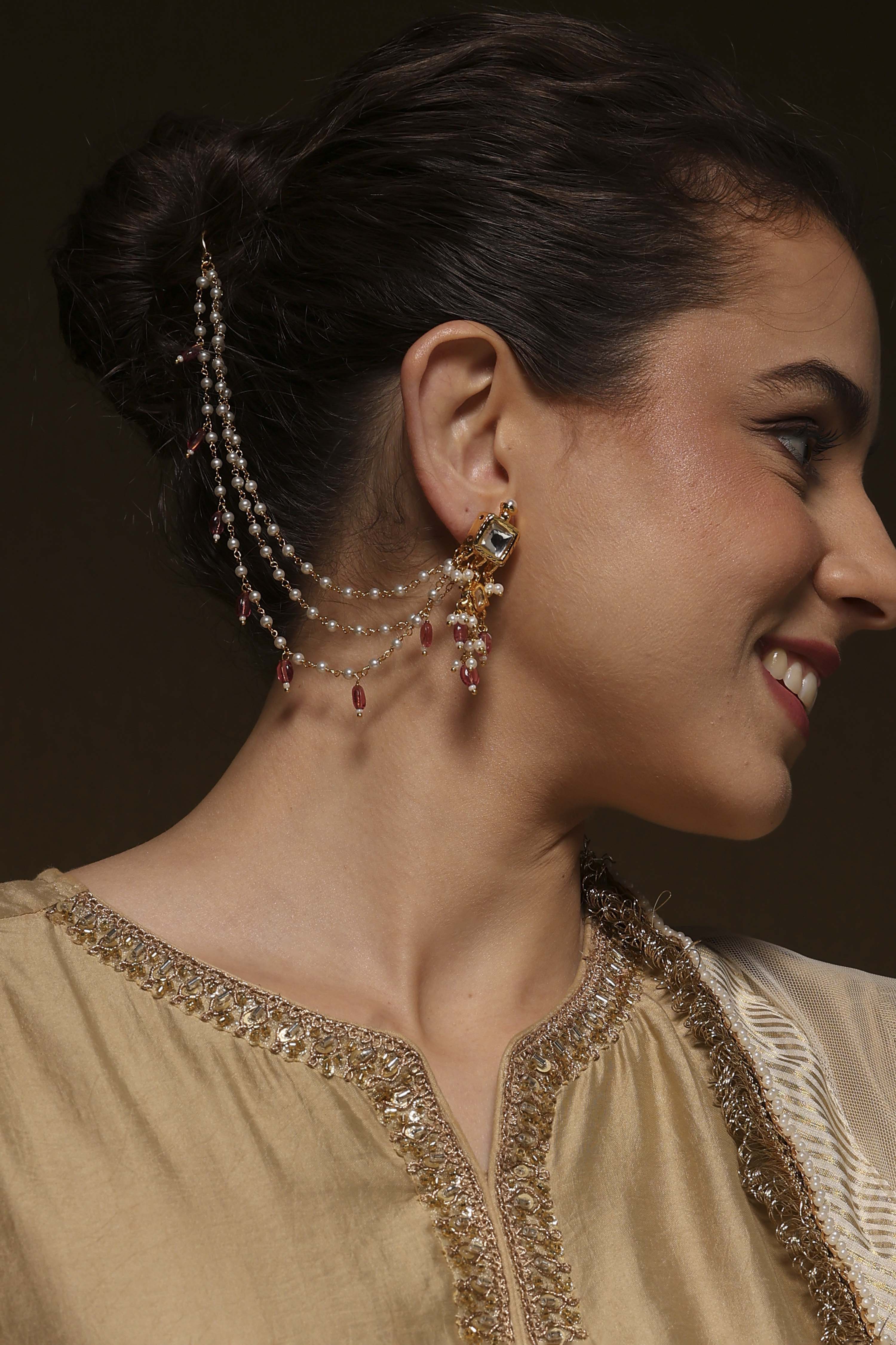 Pink Brass Drop & Danglers image number 1