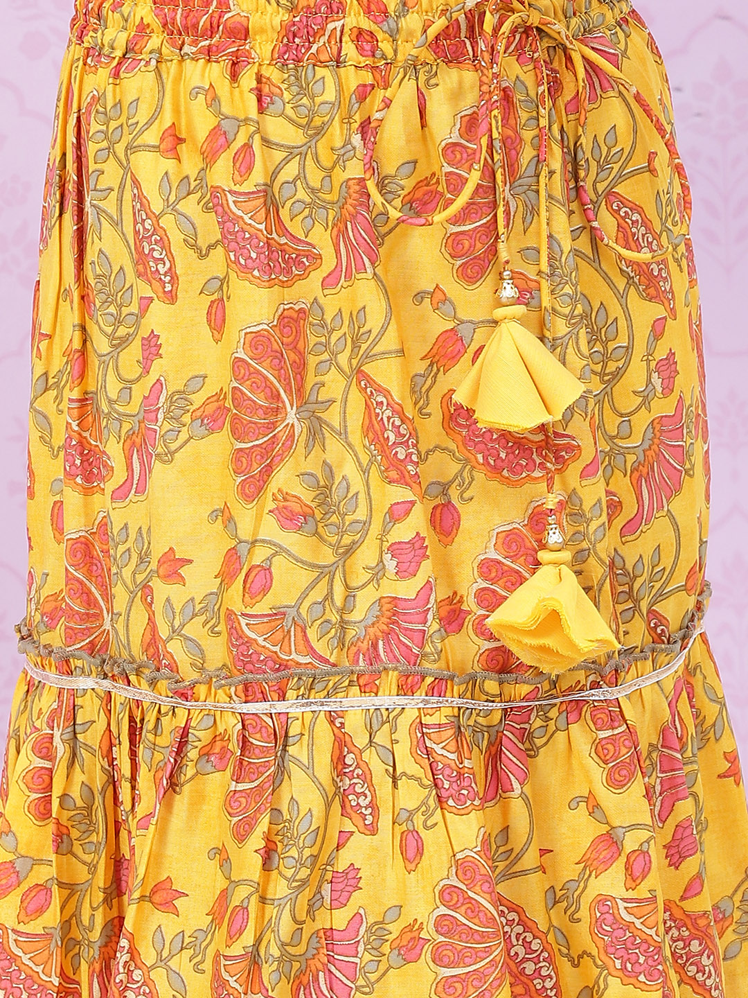 Yellow Art Silk Lehenga Set image number 2