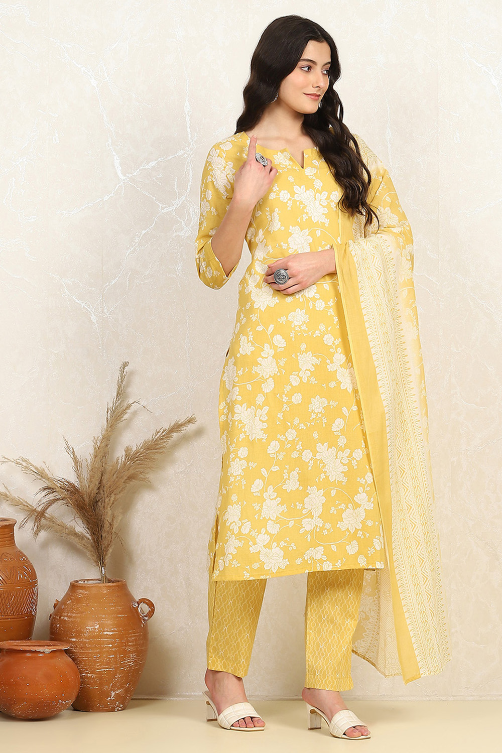 Rama Cotton Screen Print Unstitched Suit Set image number 6