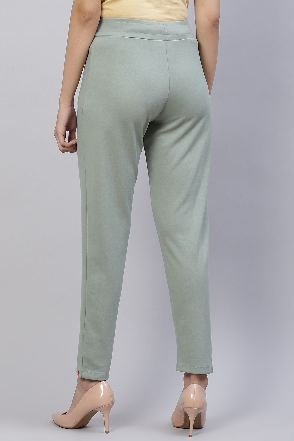 Navy Straight Poly Viscose Leggings image number 4