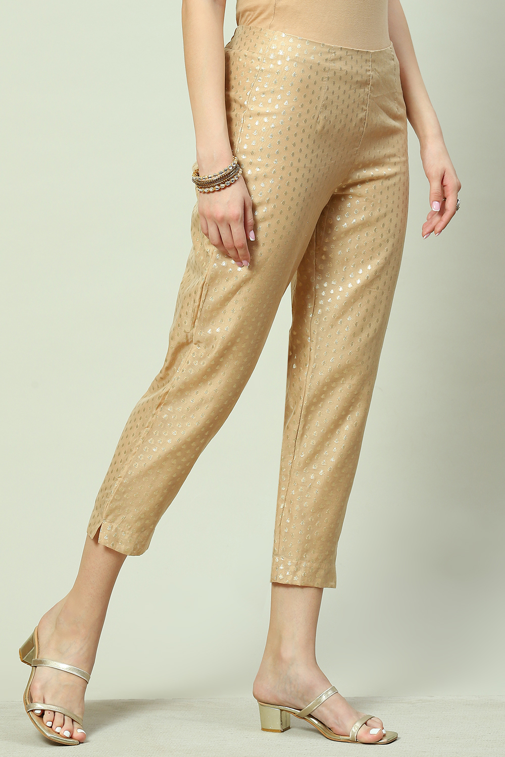 Beige Polycotton Pants image number 3