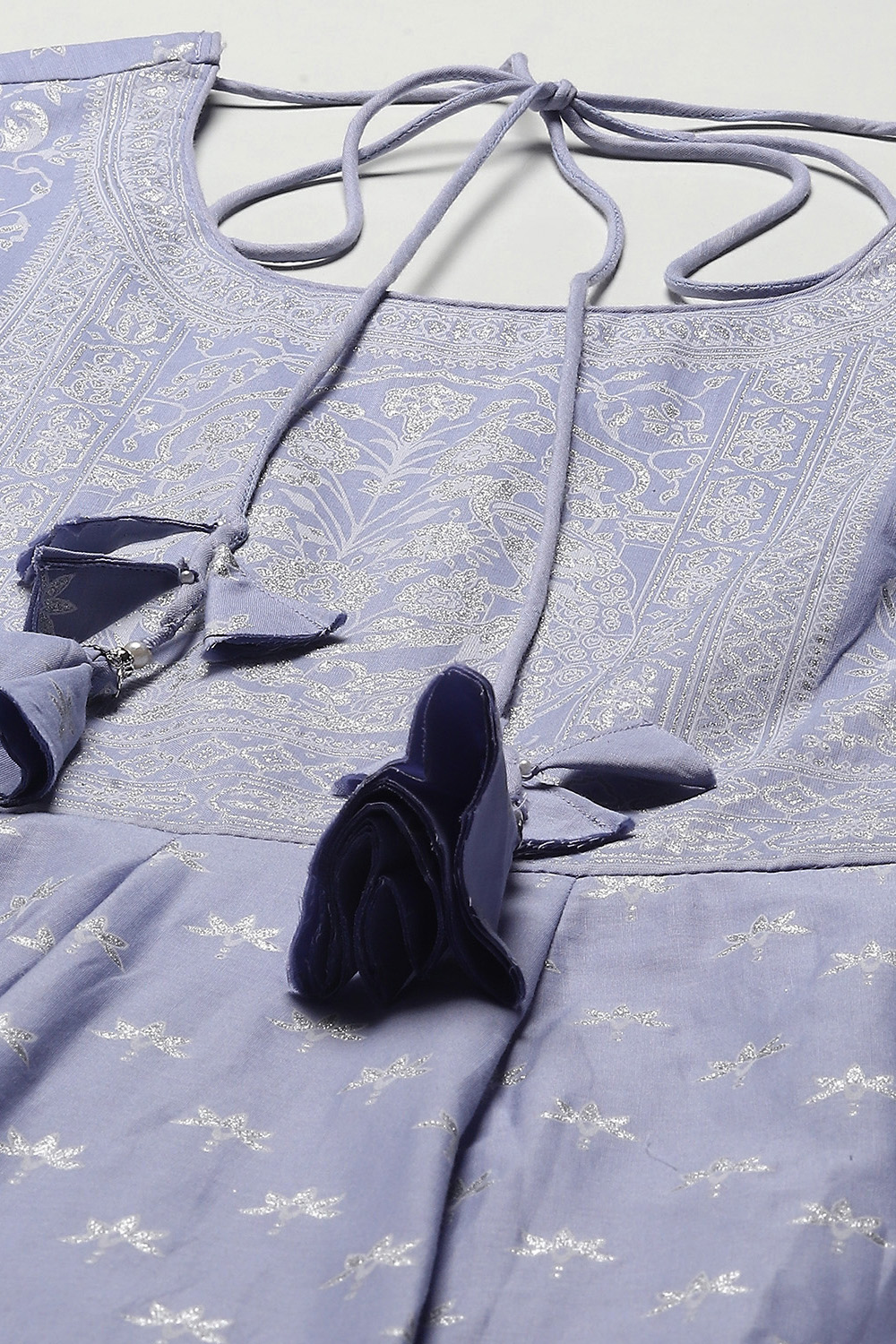 Powder Blue Cotton Anarkali Suit Set image number 1