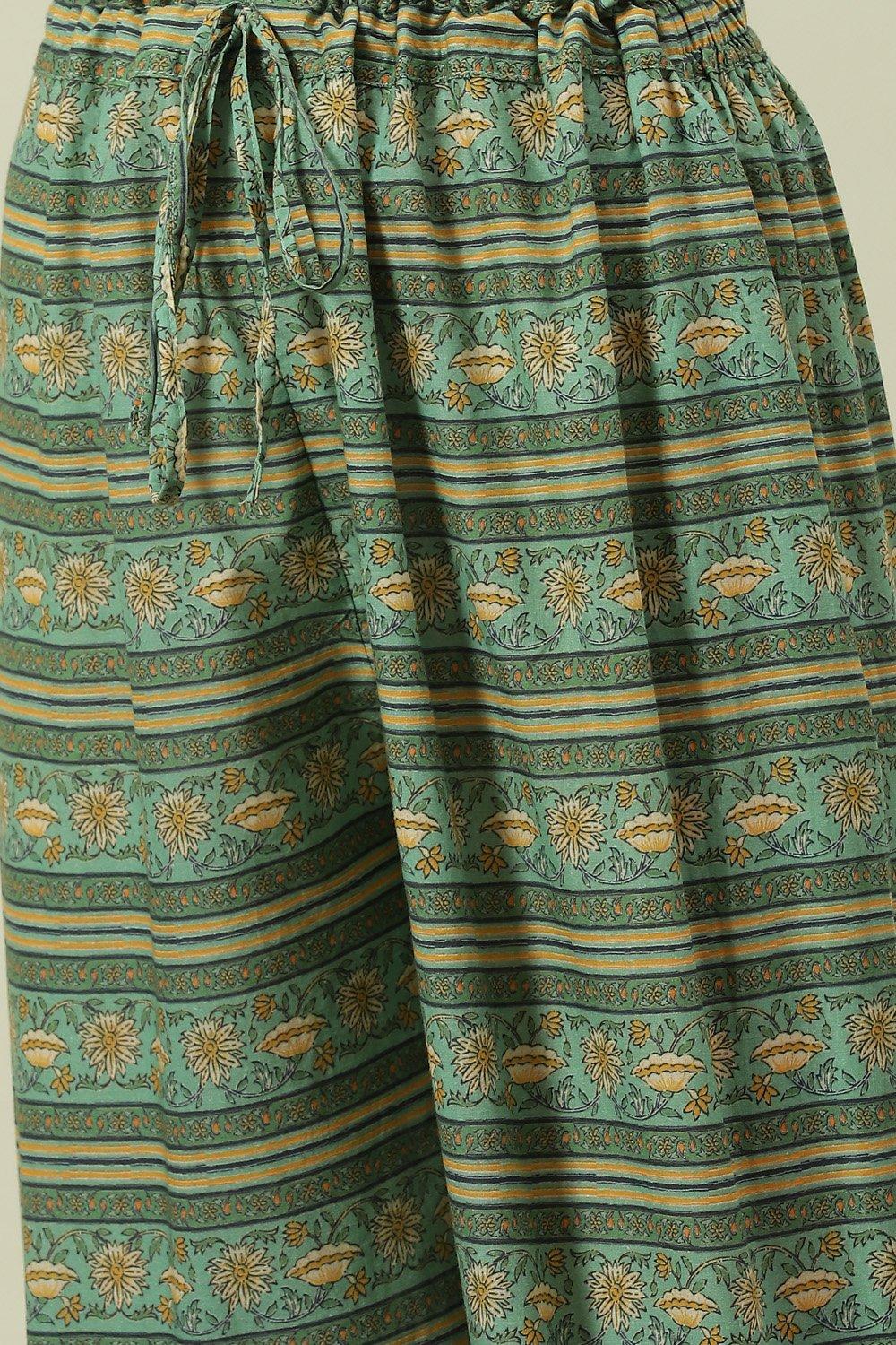 Sage Green Printed Cotton Straight Suit Set image number 2