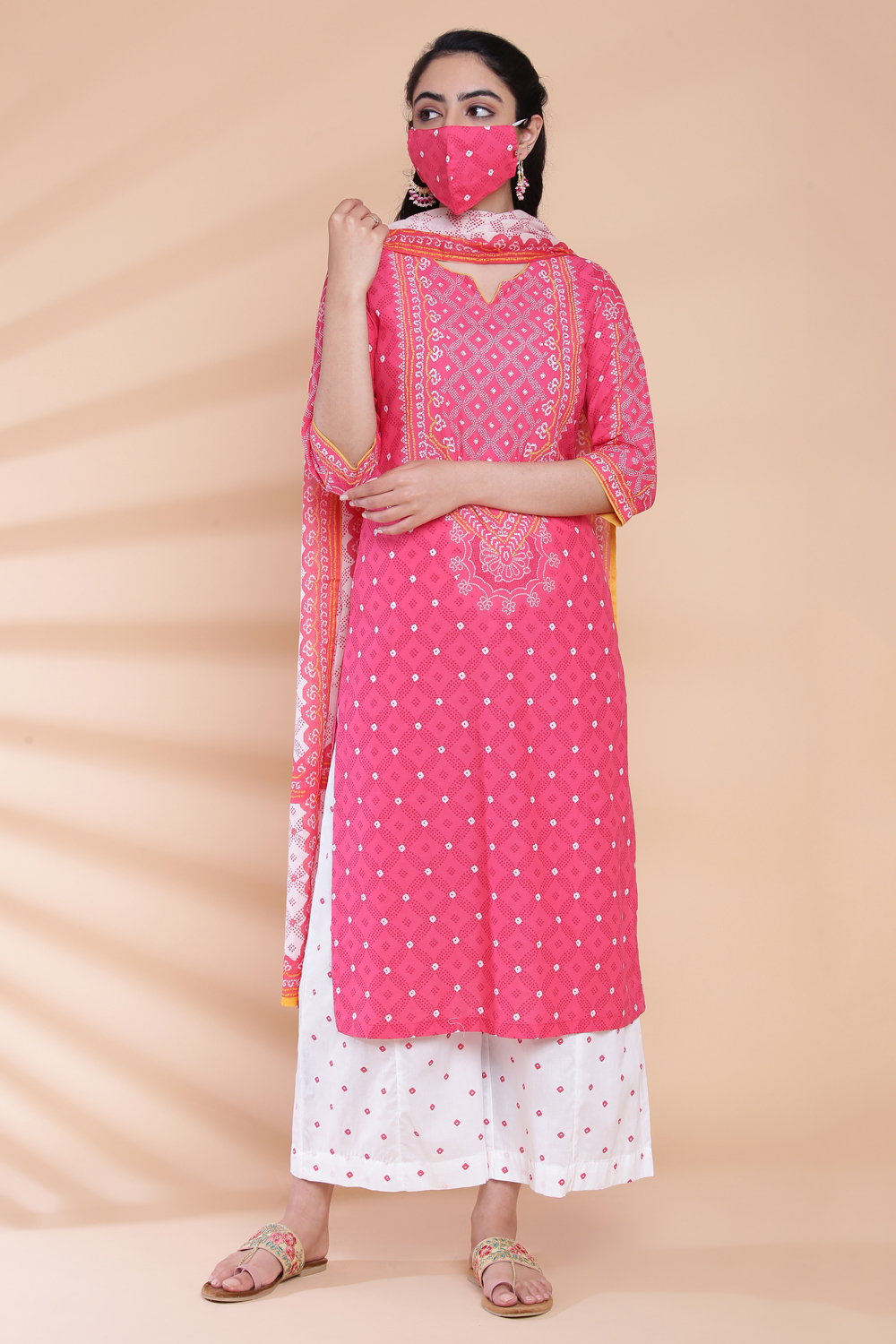 Black Cotton Straight Kurta Flared Palazzo Suit Set image number 5