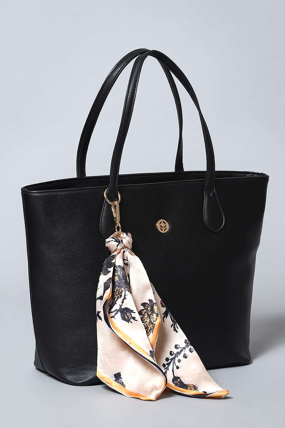 Black Pu Leather Tote Bag image number 5