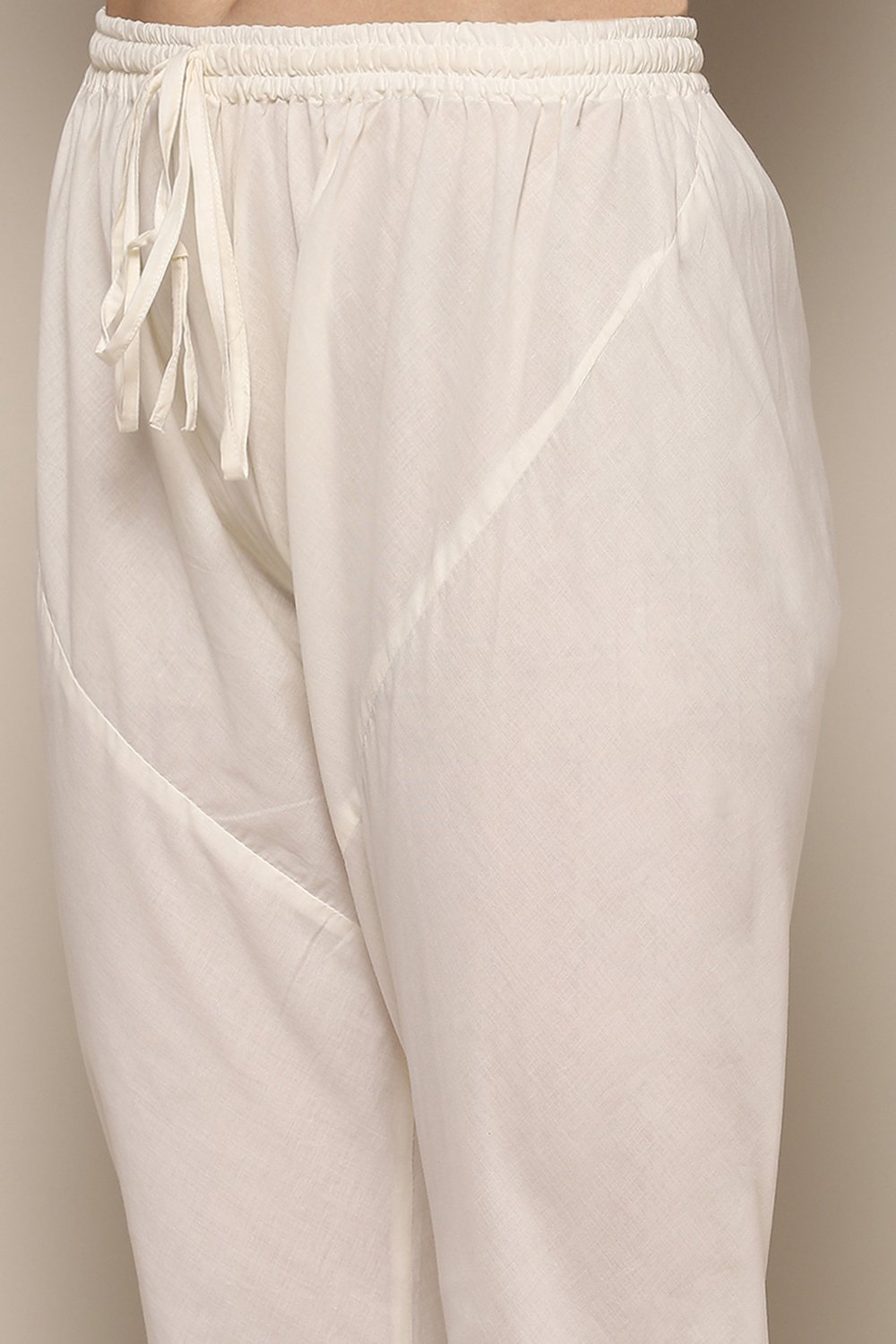 Off White Cotton Anarkali Suit Set image number 2