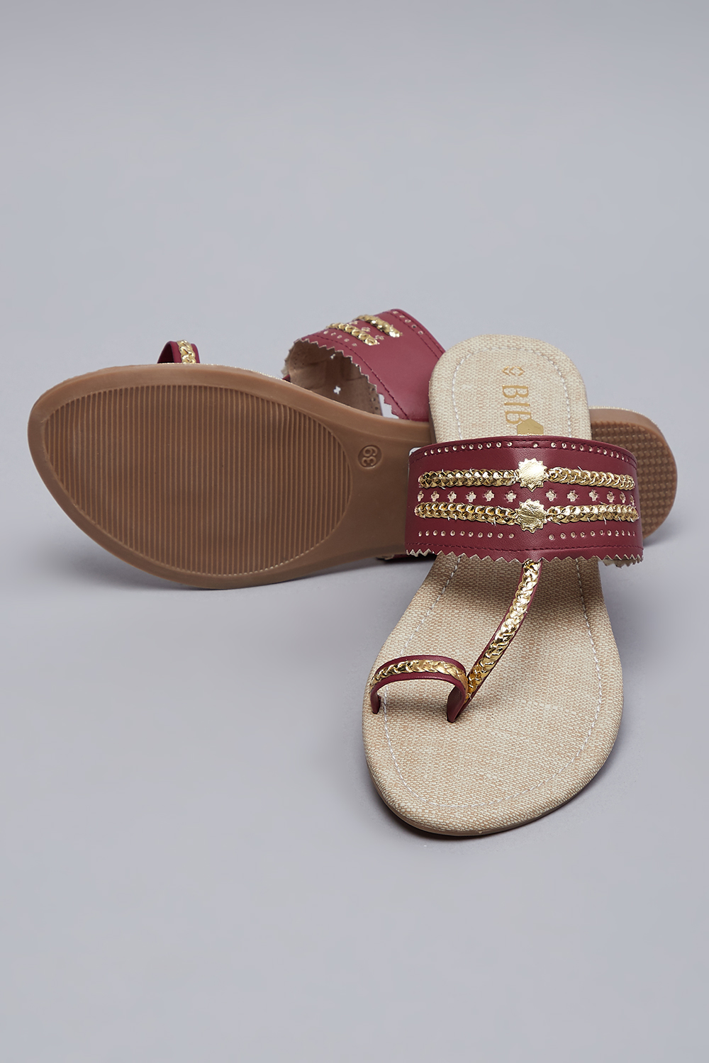 Maroon Kohlapuri Sandal image number 4