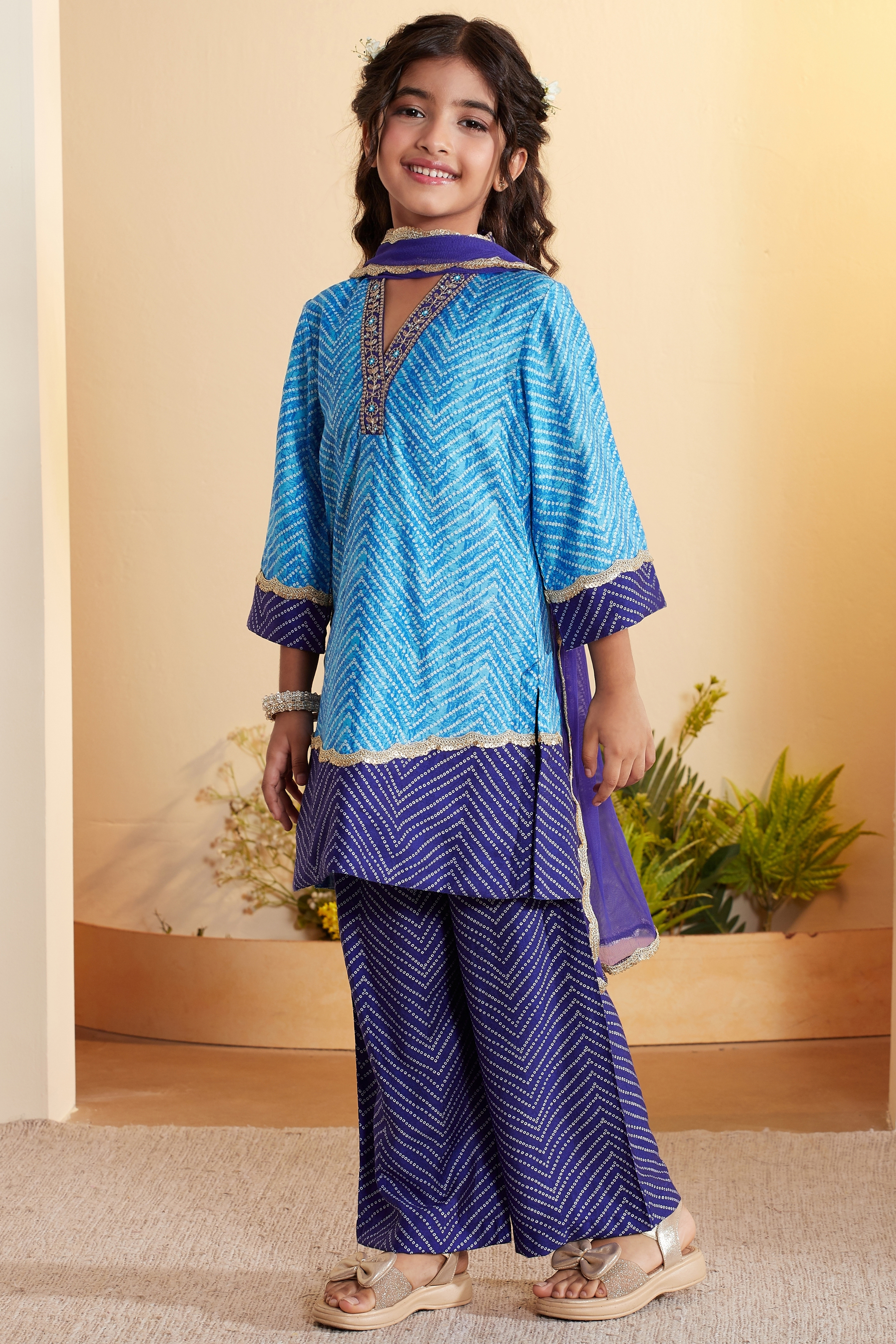Blue Viscose Rayon Straight Suit Set image number 3