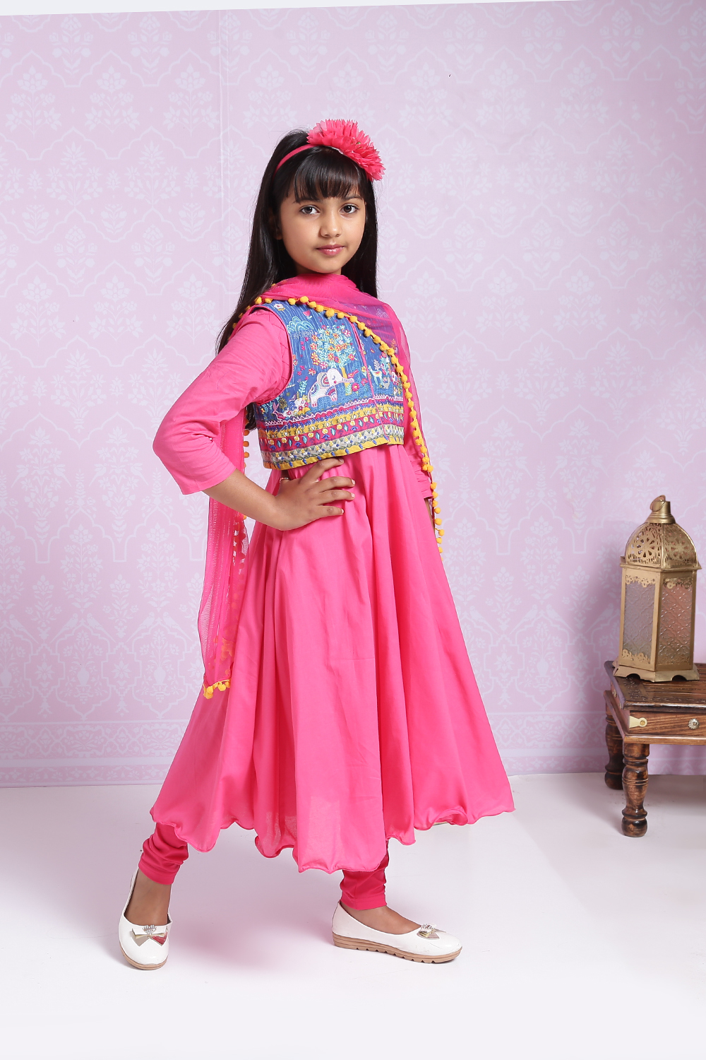 Pink Cotton Anarkali Suit image number 7