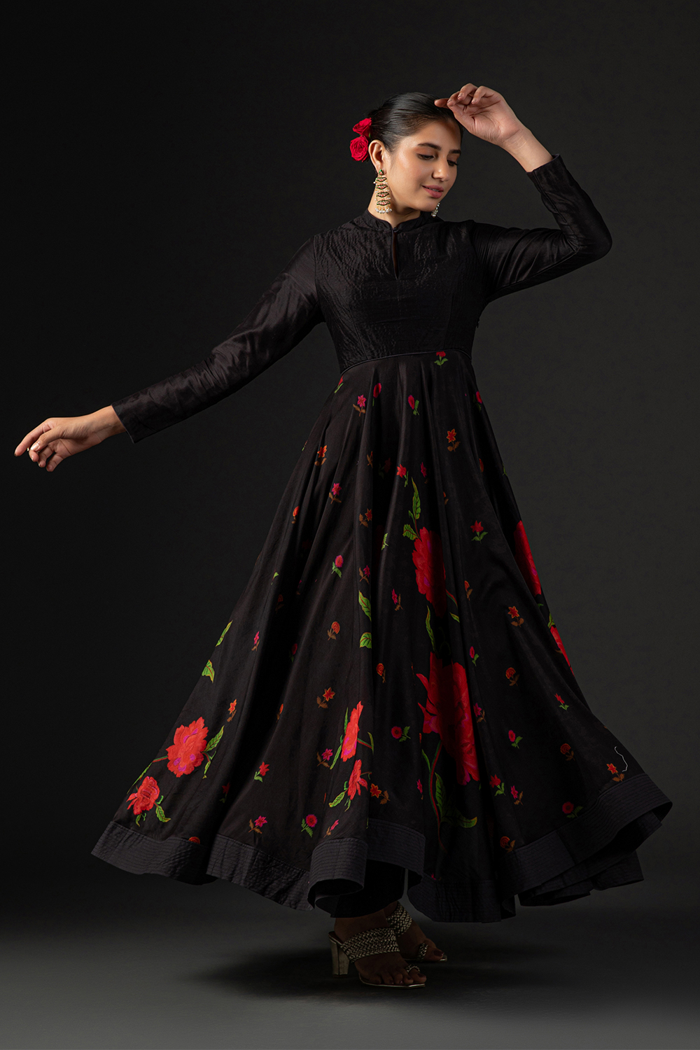 Rohit Bal Ivory Cotton Silk Anarkali Printed Suit Set image number 6