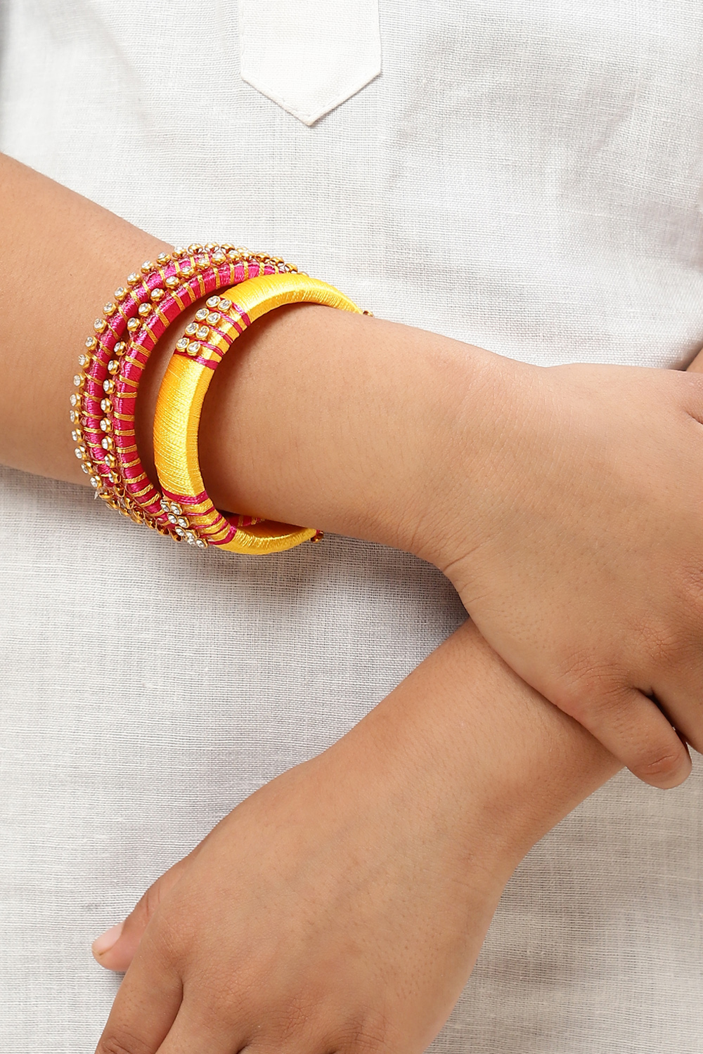 Yellow Fuschia Kids Bangles image number 3