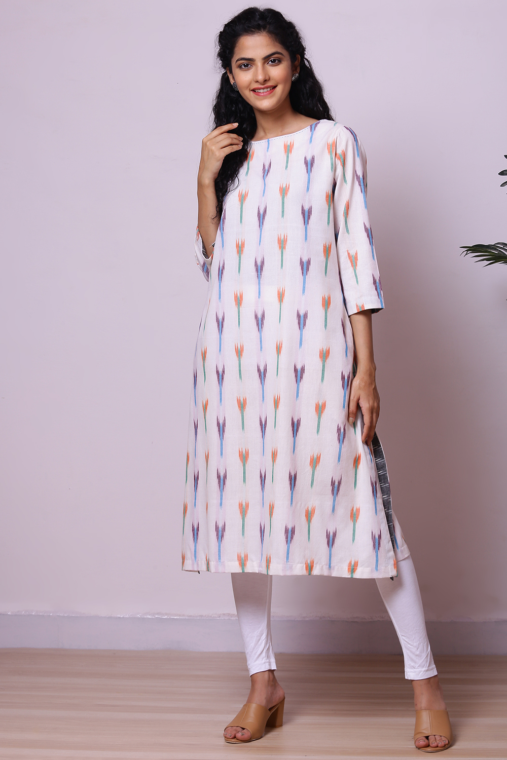 Off White Cotton Yarndyed Kurta image number 0