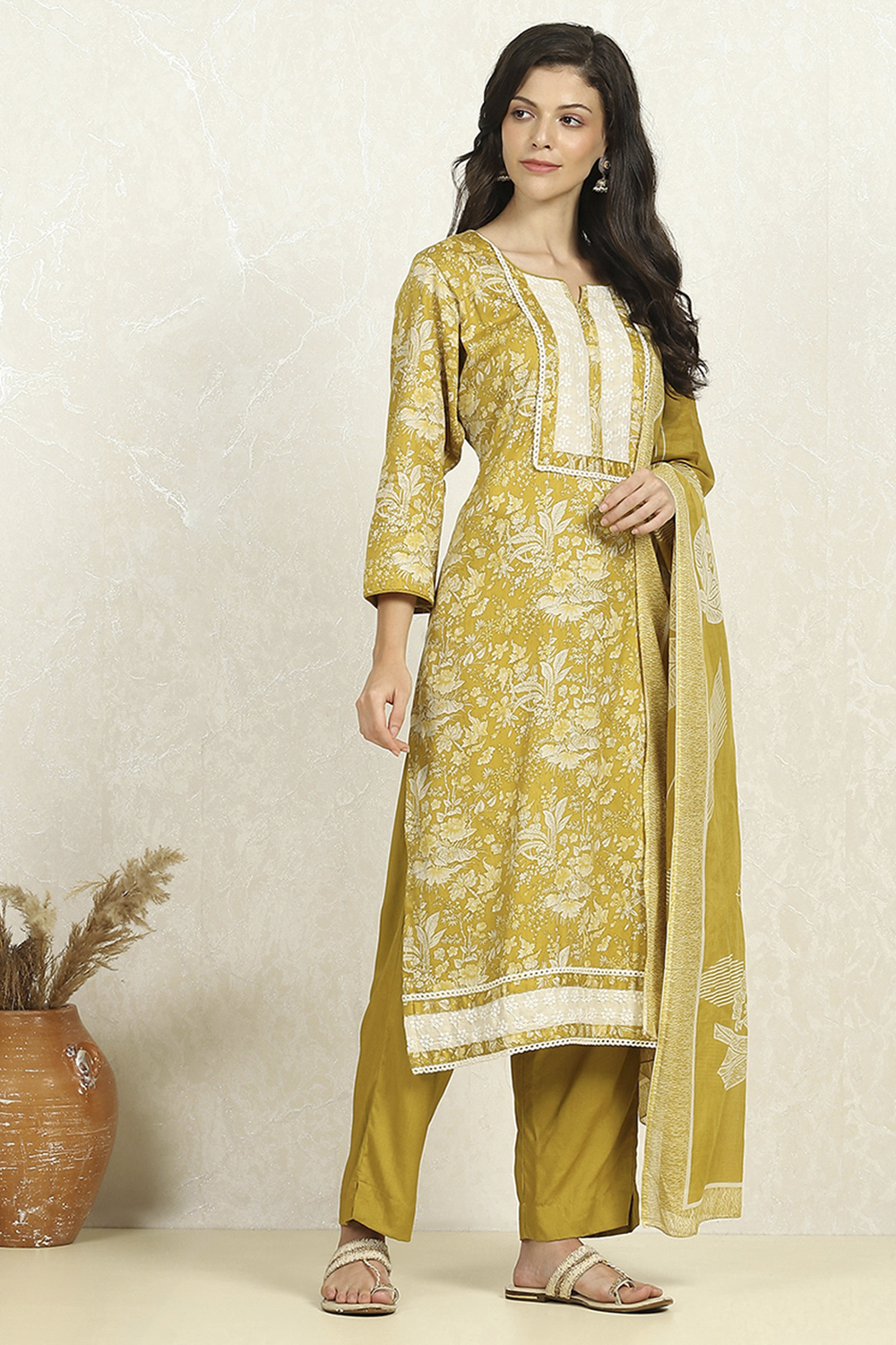 Purple Cotton Unstitched Suit Set image number 6