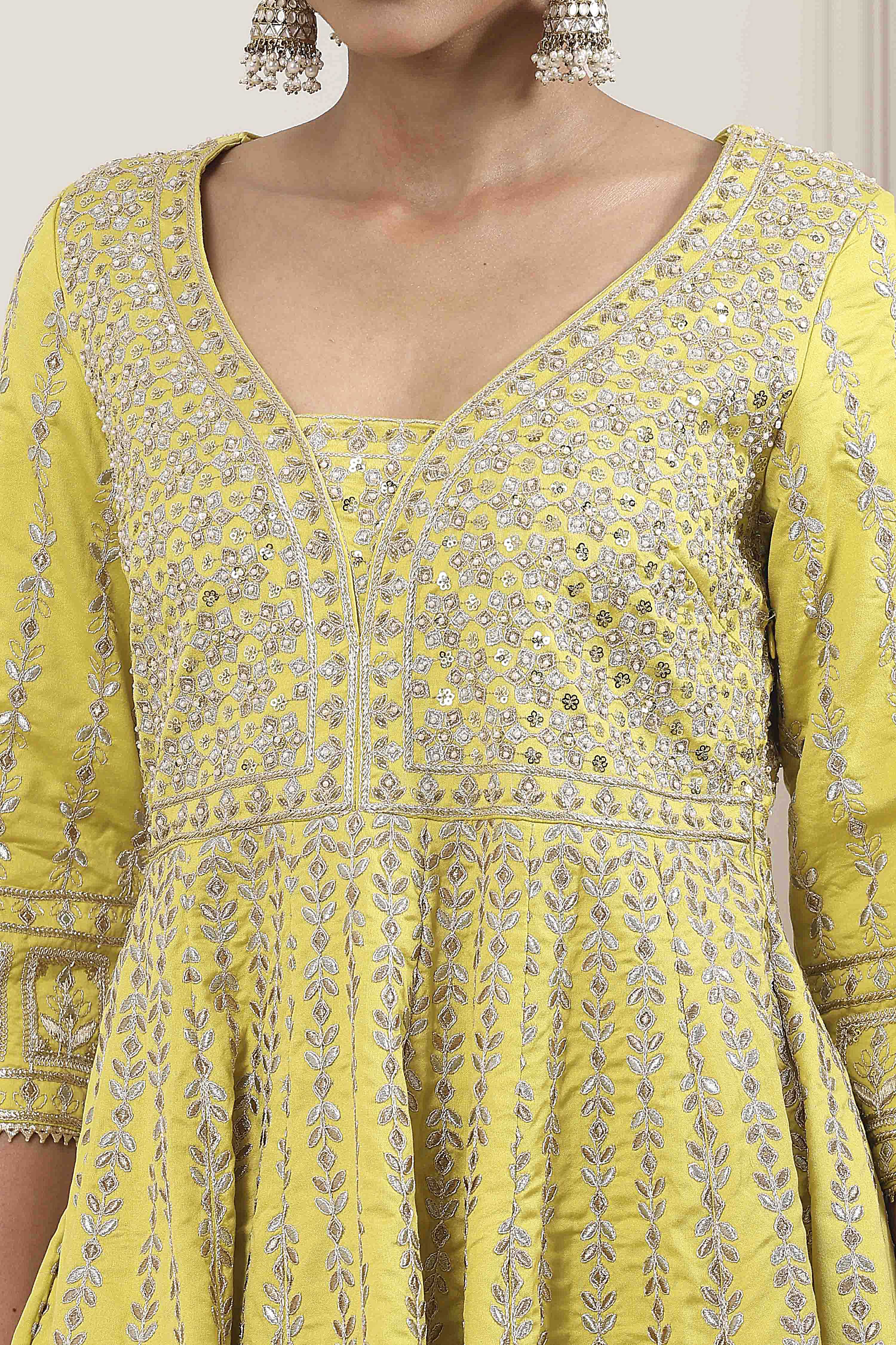 Rose Pink Cotton Silk Anarkali Suit Set image number 1