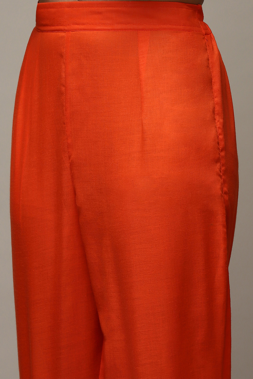 Mustard Chanderi Machine Embroidered Unstitched Suit Set image number 3