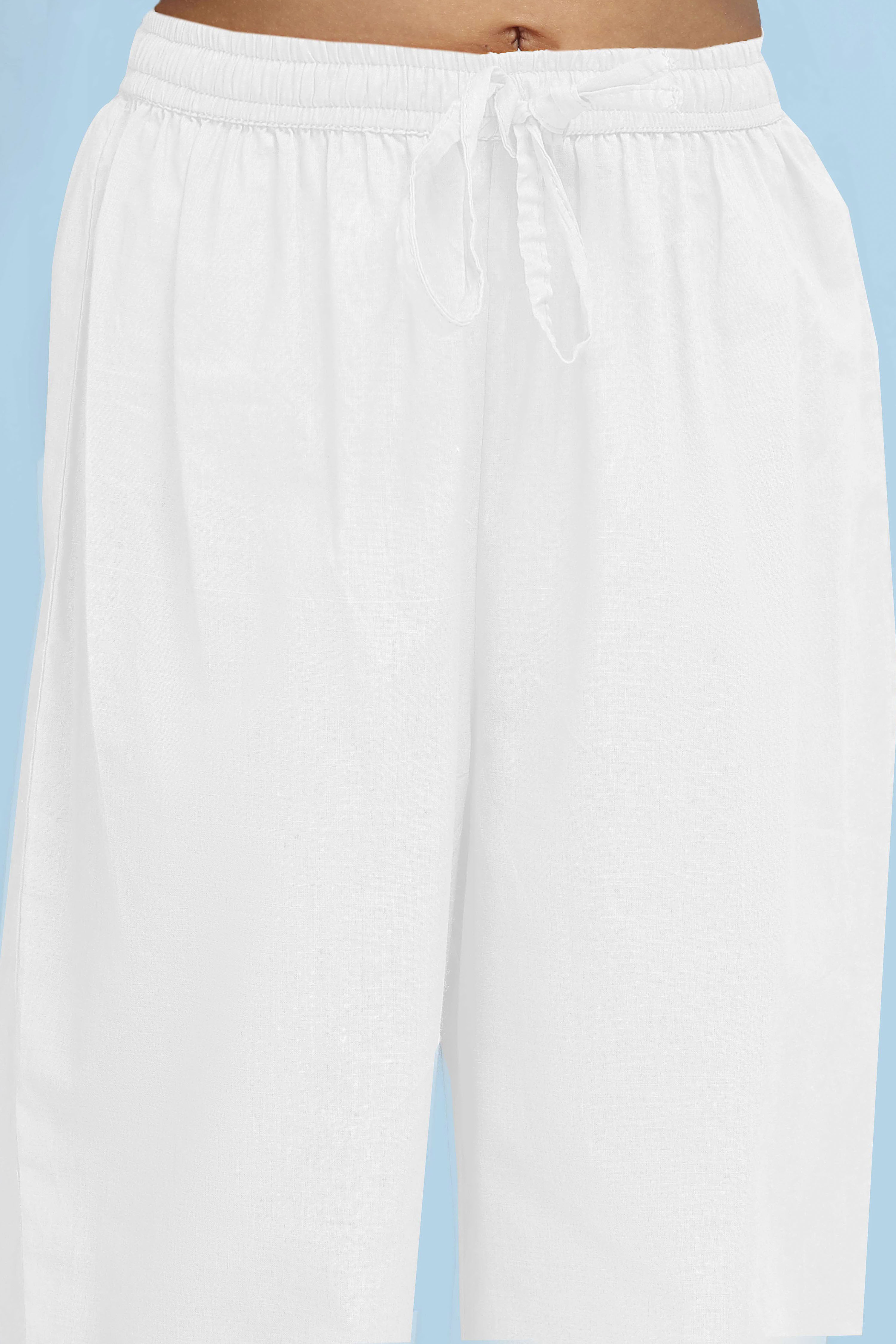 White Cotton Printed Tiered Suit Set image number 2