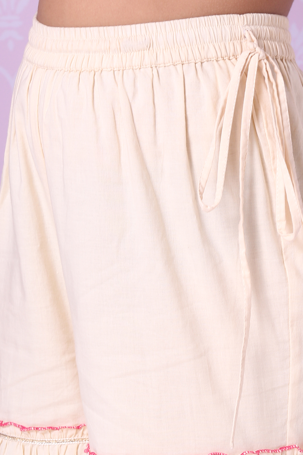 Cream Cotton Sharara Kurta Sharara Suit Set image number 3