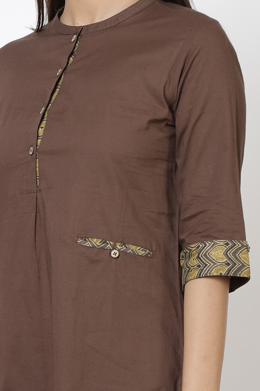 Navy Cotton A-Line Kurta Pant Suit Set image number 1