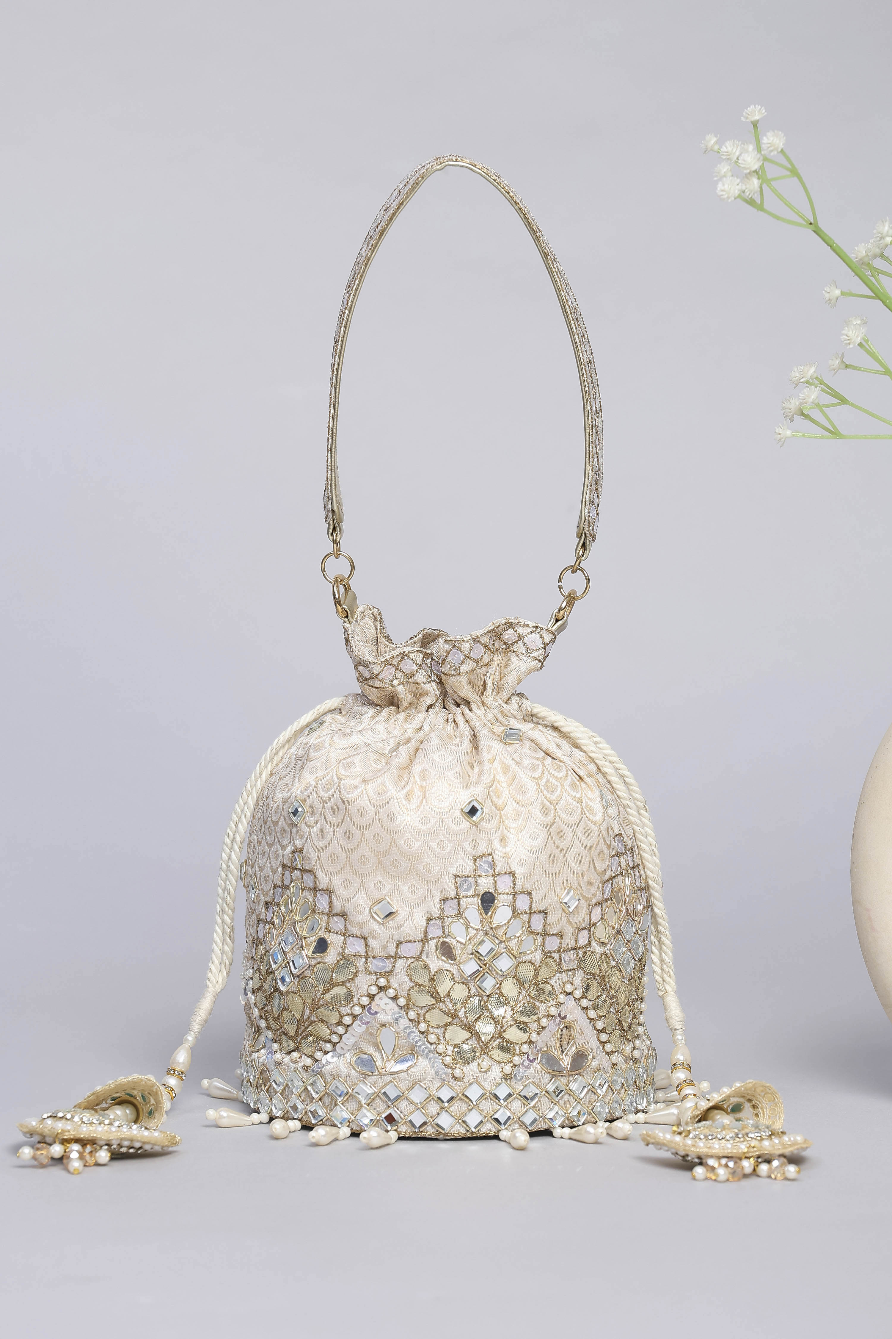 Ivory Polycotton Potli image number 2