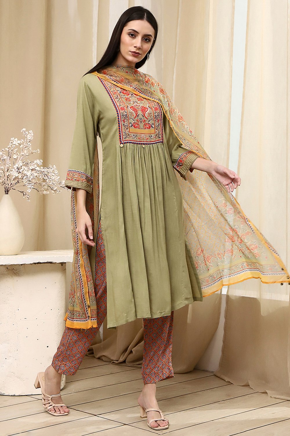Brown Rayon Viscose Narrow Suit Set image number 5