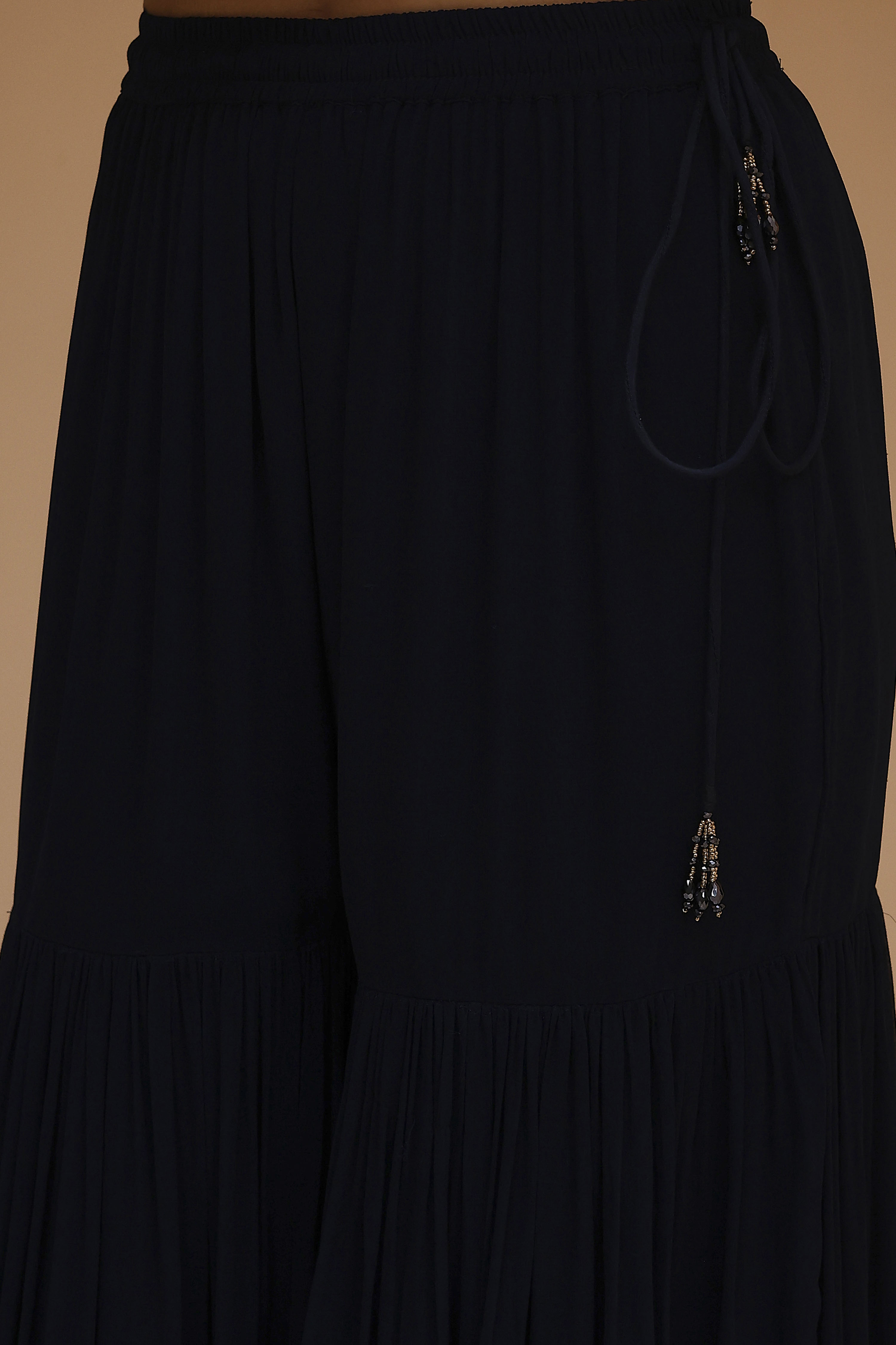 Navy Blue Art Silk Straight Sharara Set image number 2