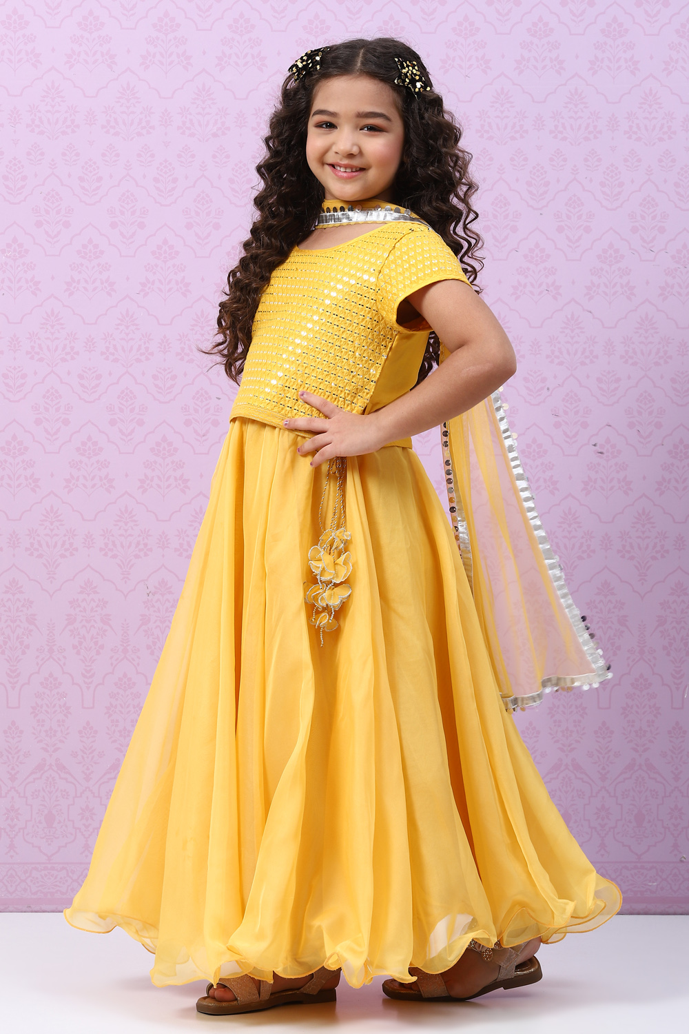 Yellow Art Silk Lehenga Set image number 0