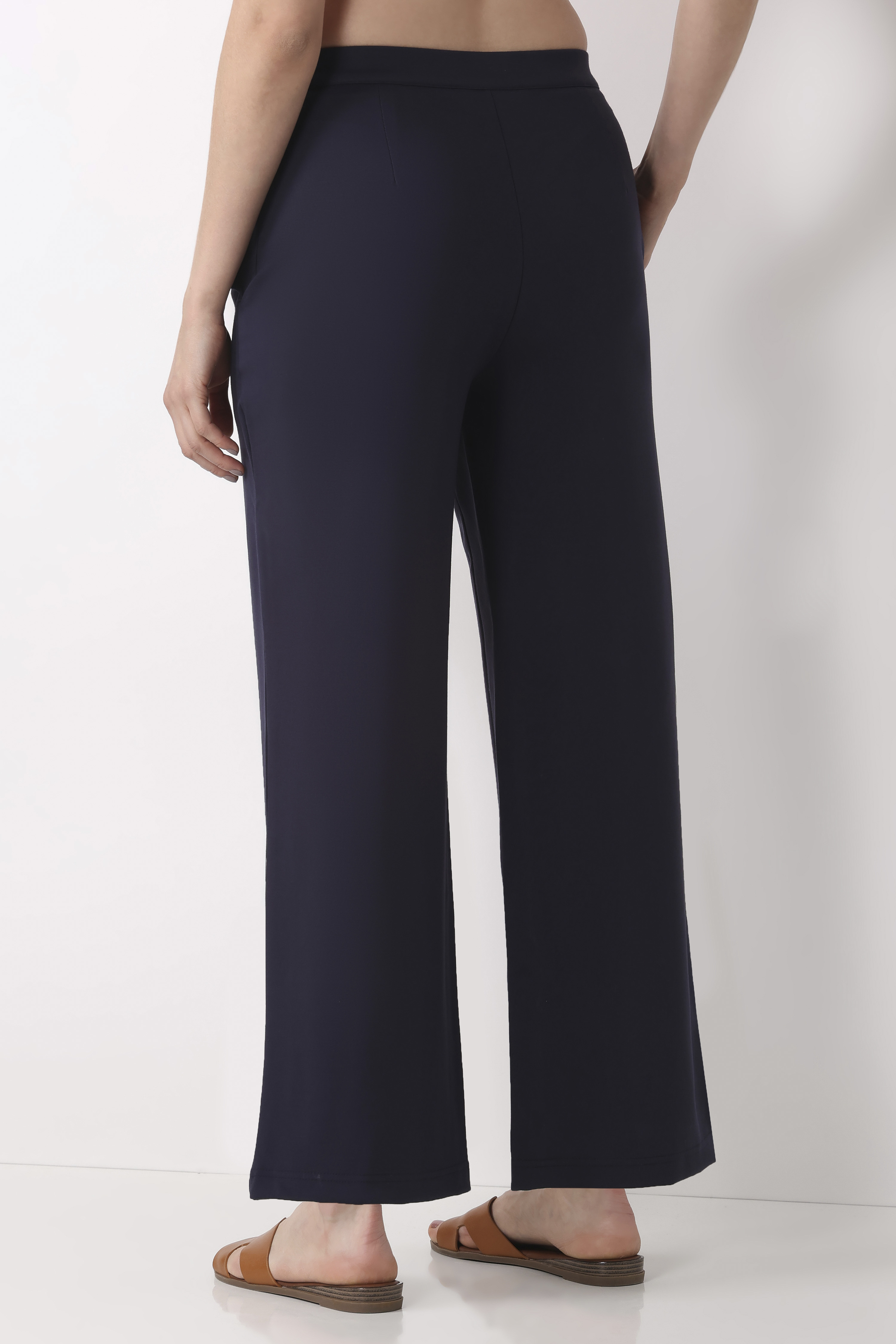 Beige Viscose Rayon Relaxed Pants image number 5