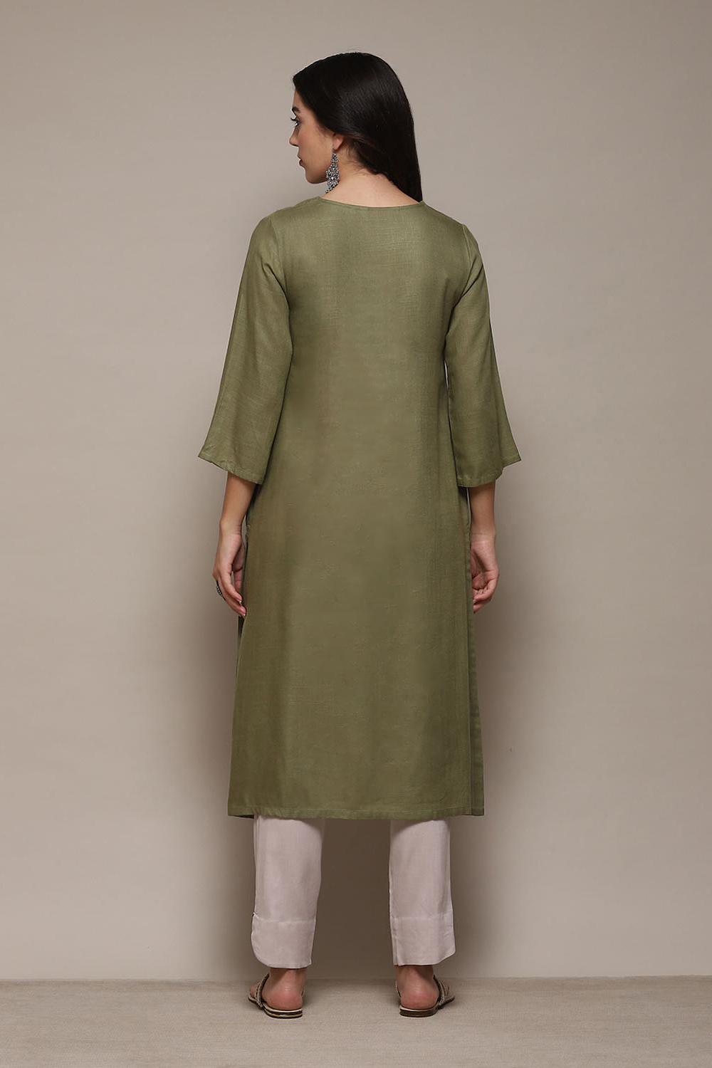 Purple Viscose Straight Solid Kurta image number 4