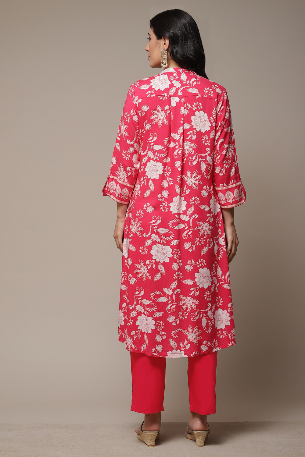 Sky Blue LIVA Straight Printed Kurta image number 2