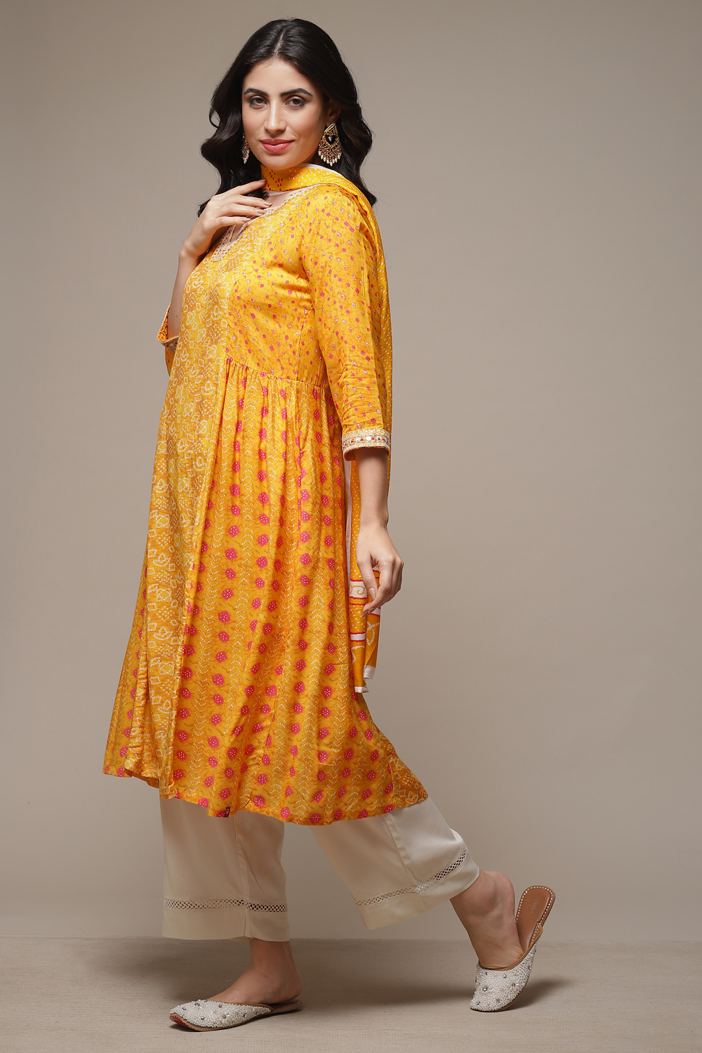 Mango Modal A-Line Kurta Palazzo Suit Set