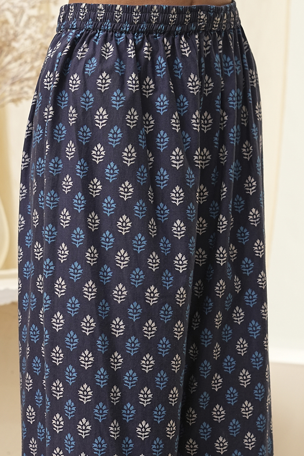 Indigo Pure Cotton Straight Suit Set image number 2