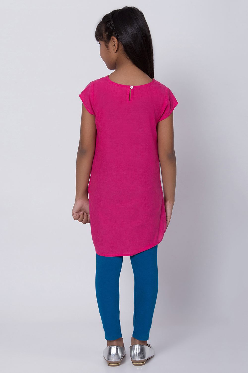 Pink Cotton Straight Kurta Capri Suit Set image number 4