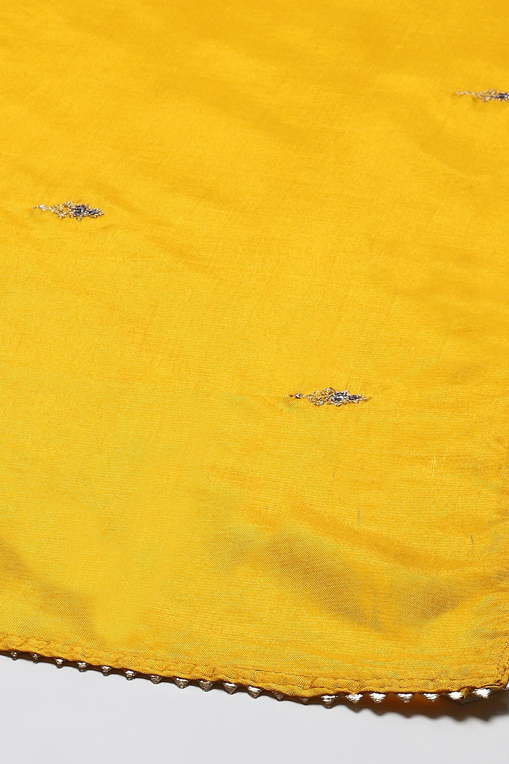 Yellow Banarasi Silk Machine Embroidered Unstitched Suit Set image number 4