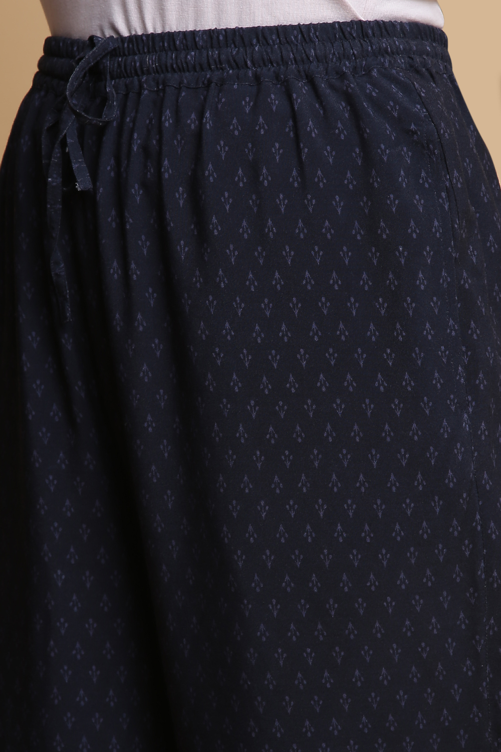 Navy Rayon Asymmetric Kurta Pants Set image number 2