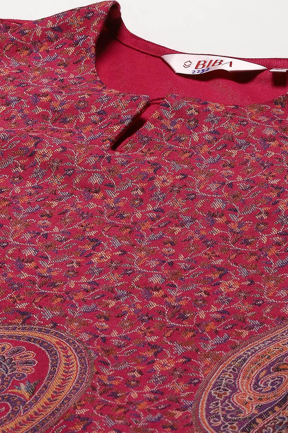Fuchsia Cotton Blend Straight Yarndyed 2 Piece Set image number 1