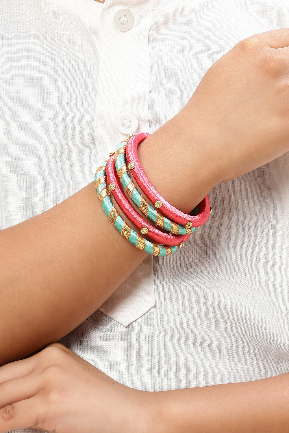 Turquoise & Pink Kids Bangles image number 2