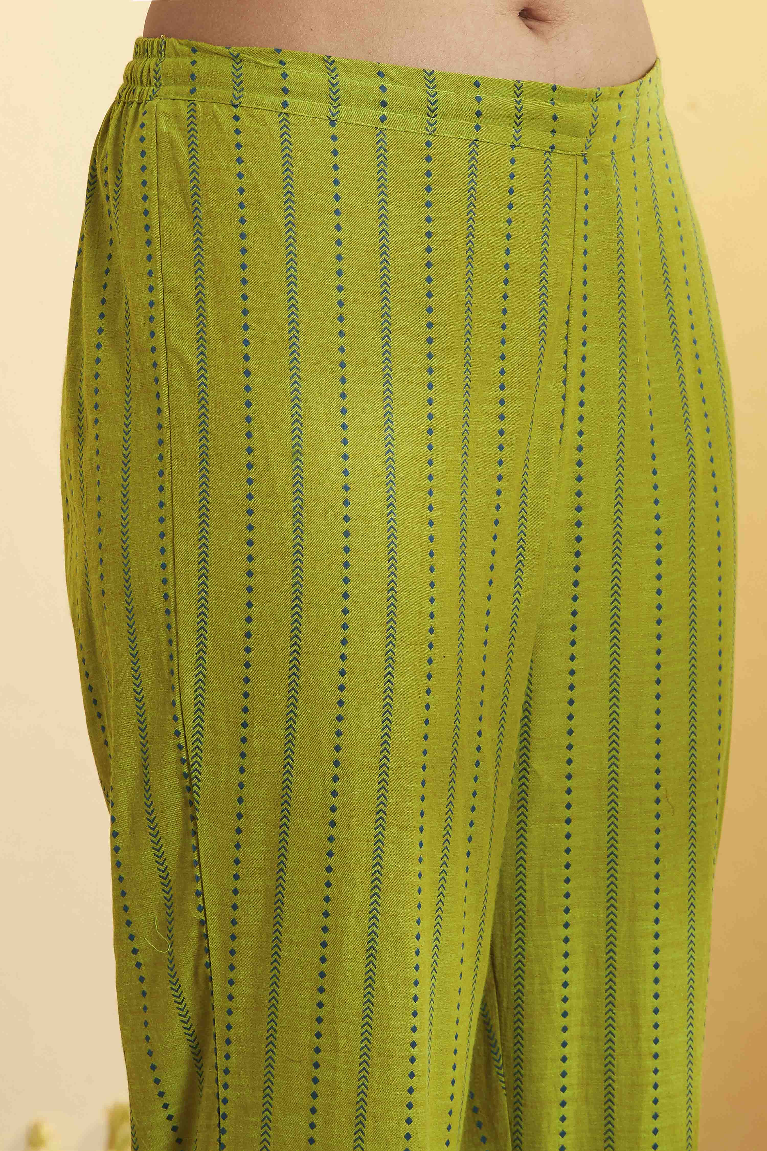 Mint Green Yarndyed Straight Cotton Kurta Set image number 2