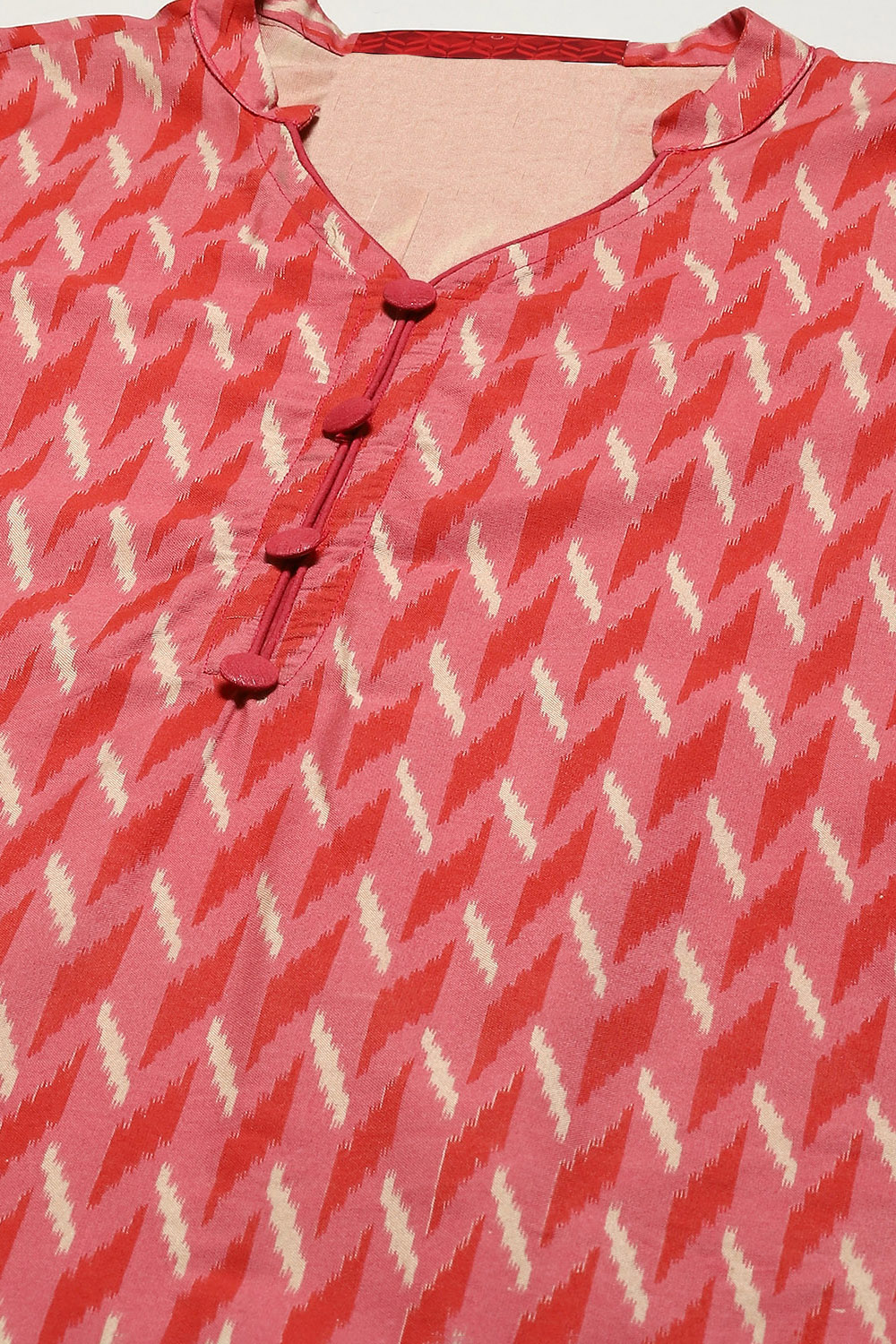 Pink Cotton Handloom Unstitched Suit Set image number 2