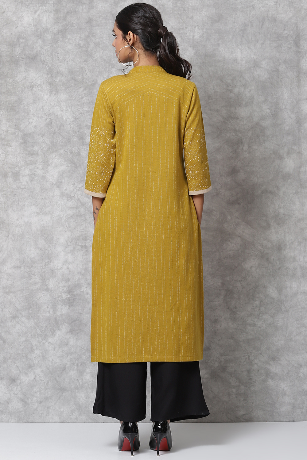 Pink Poly Metallic Straight Kurta image number 4