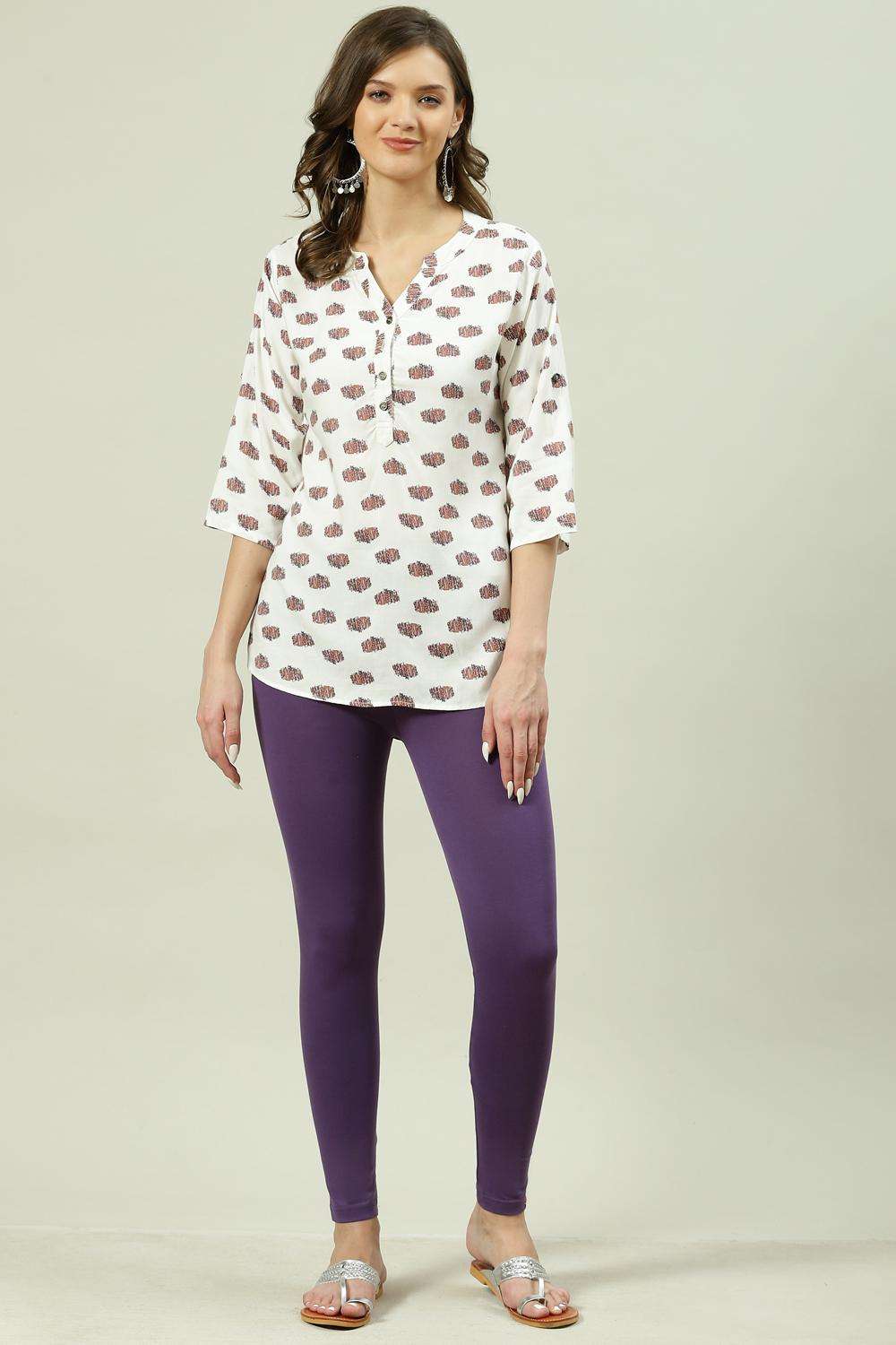 Violet Solid Knitted Leggings