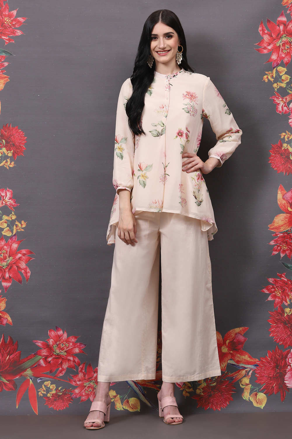 Rohit Bal Off White Viscose Co-ord Set image number 5