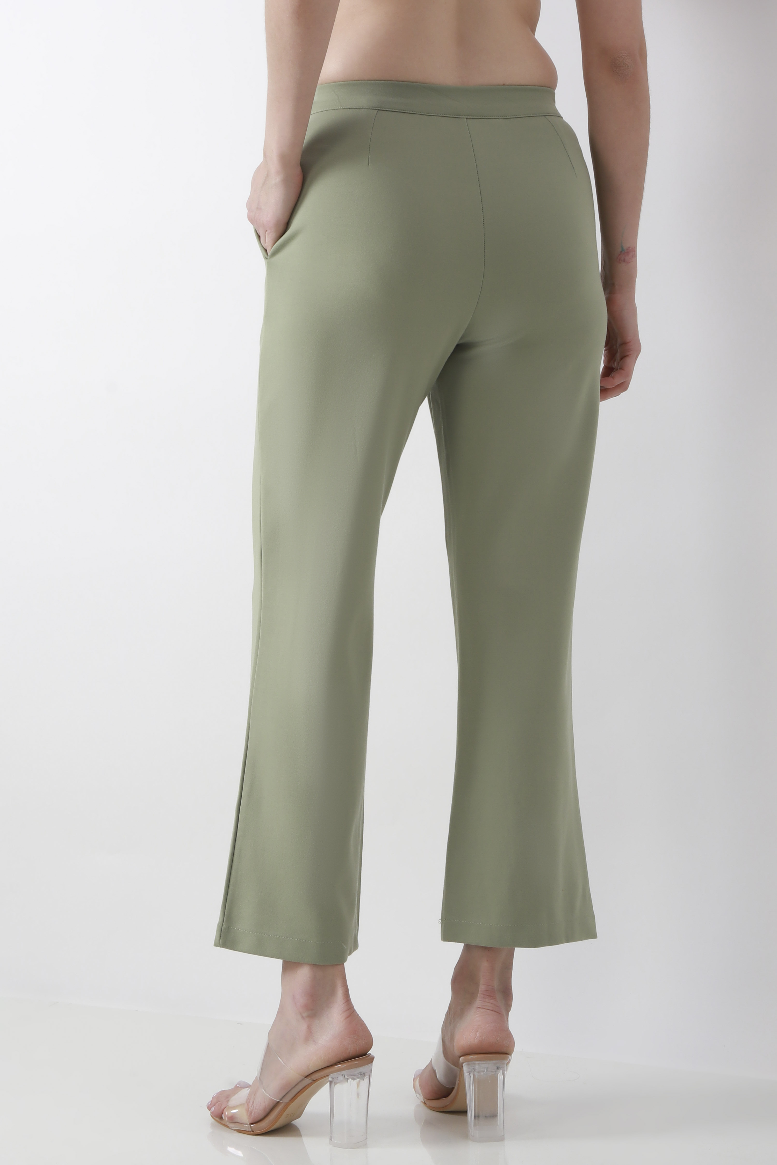 Blue Viscose Blend Wide Leg Pants image number 5