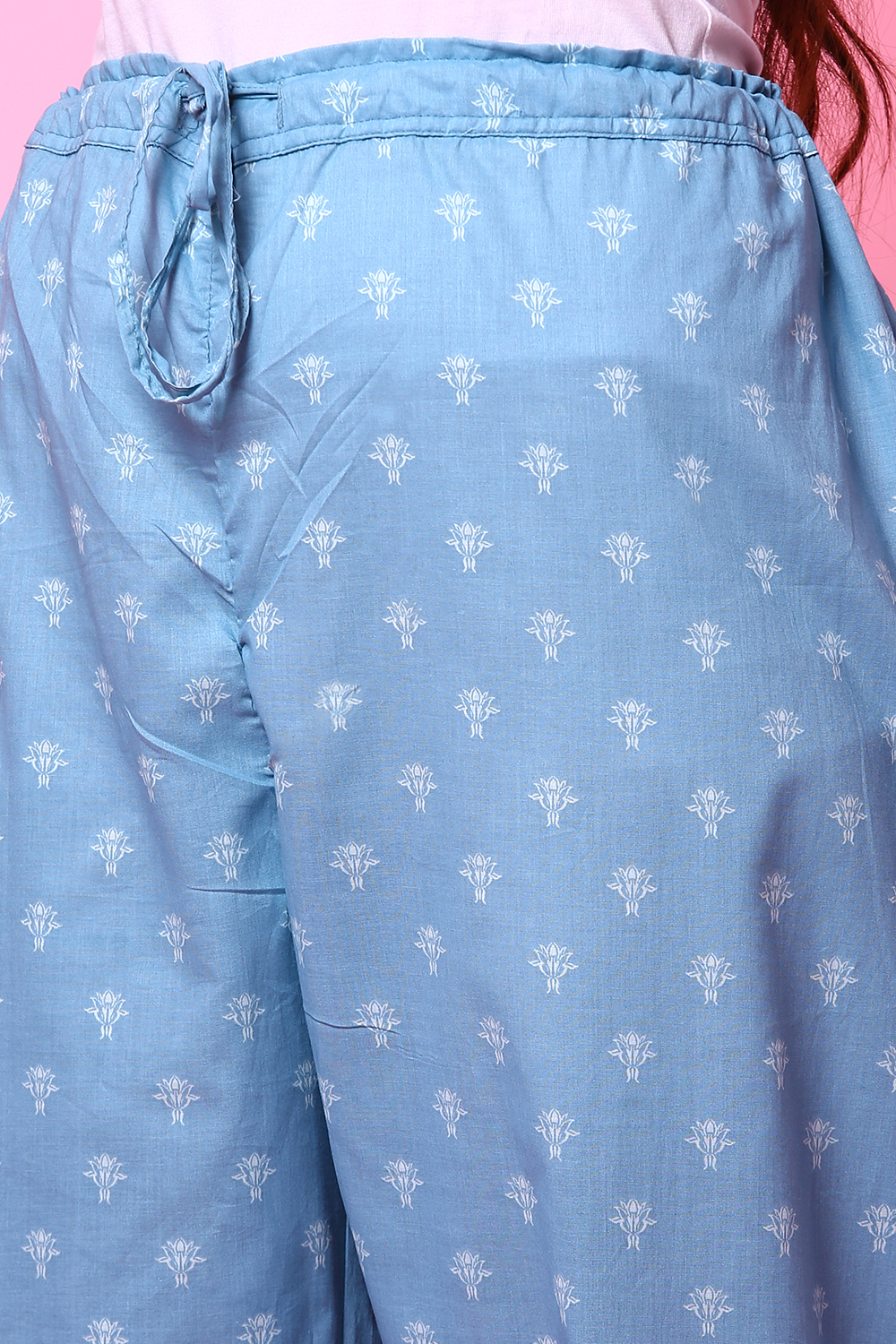 Beige Cotton Straight Kurta Palazzo Suit Set image number 2