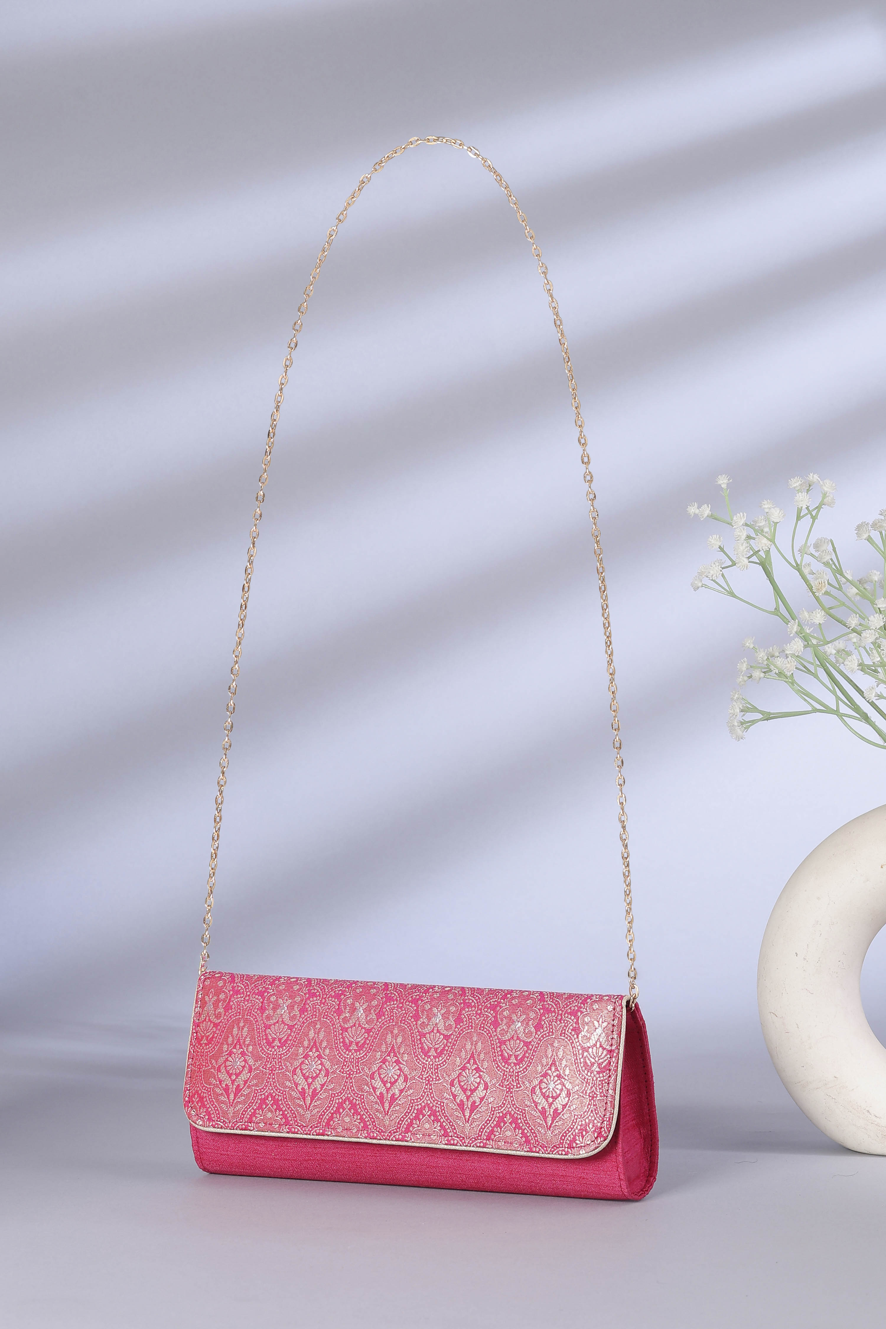 Rani Pink Zardozi-Inspired Clutch image number 0