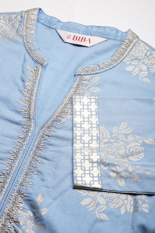 Brown Cotton Straight Kurta Palazzo Suit Set image number 1