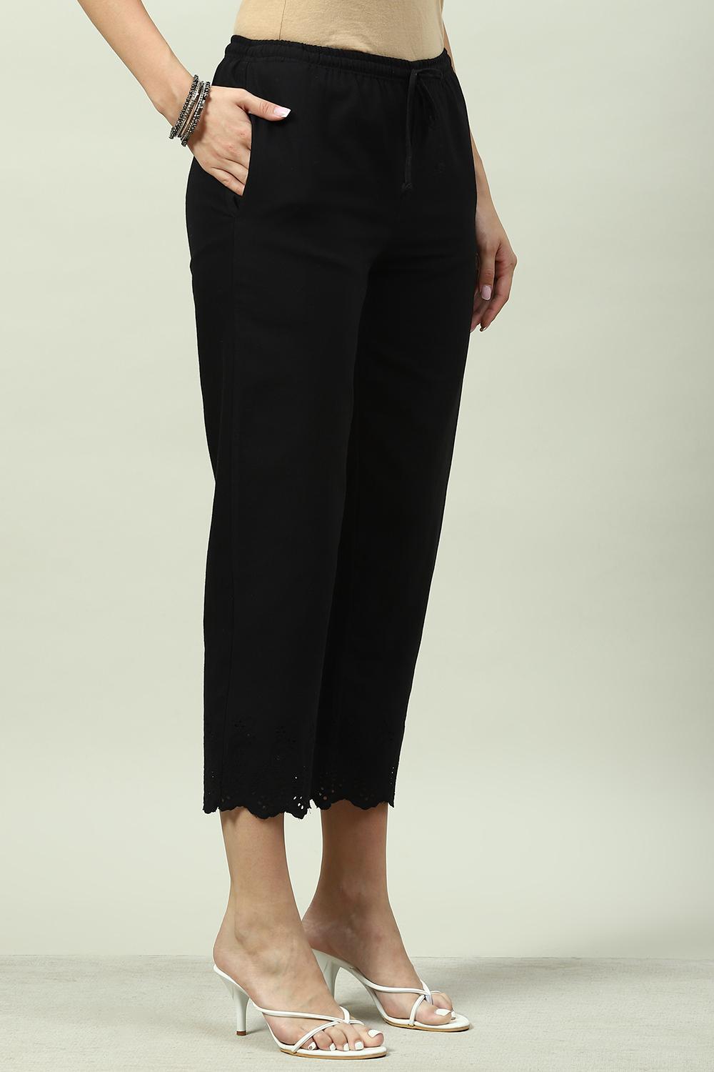 Black Cotton Blend Narrow Pant image number 3