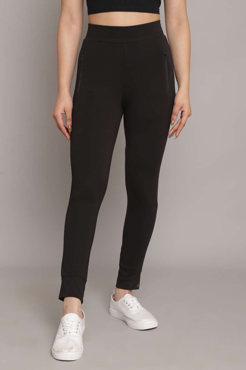 Charcoal Melange Knitted Cotton Blend Joggers image number 4