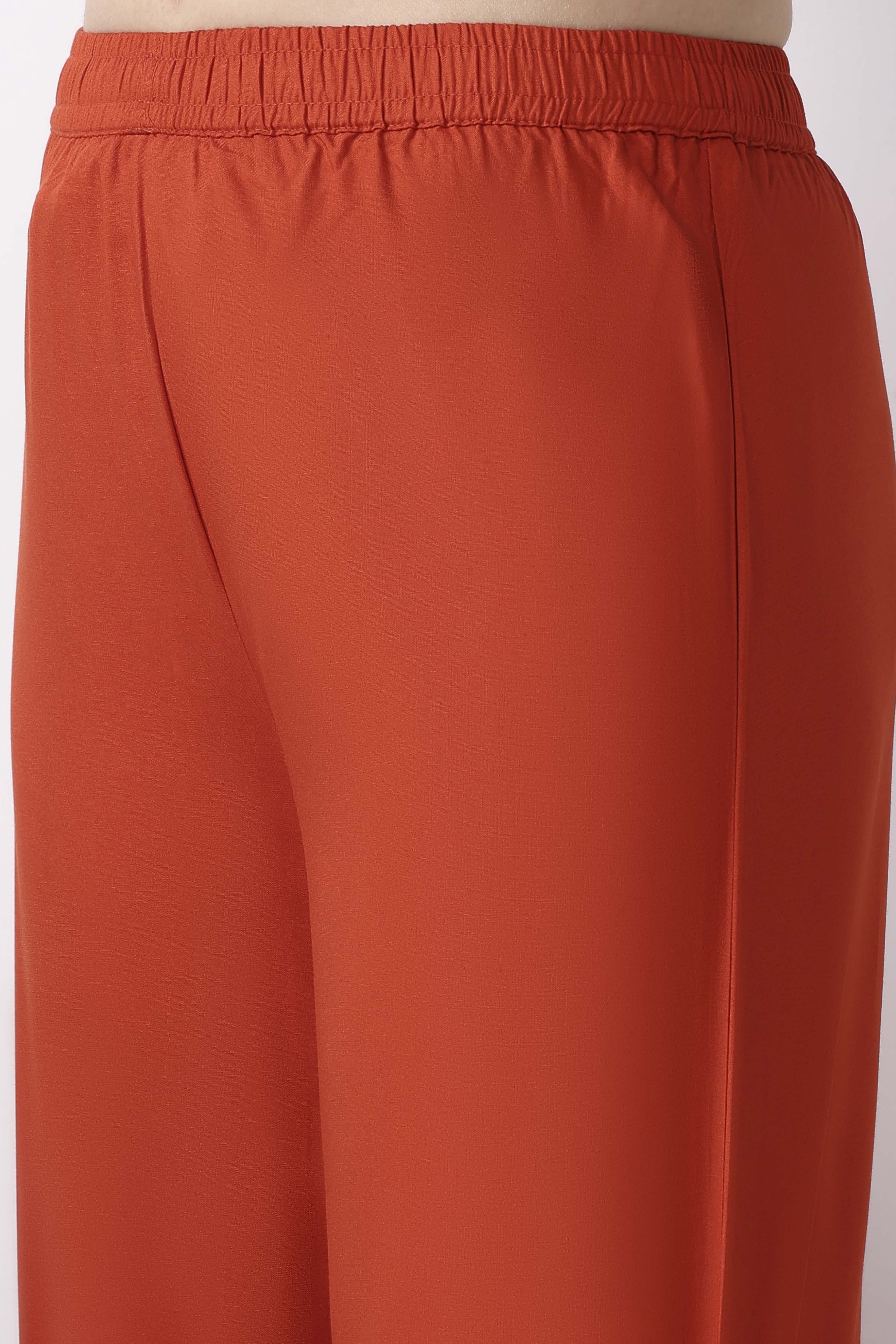 Berry Maroon Solid Straight Palazzos image number 1