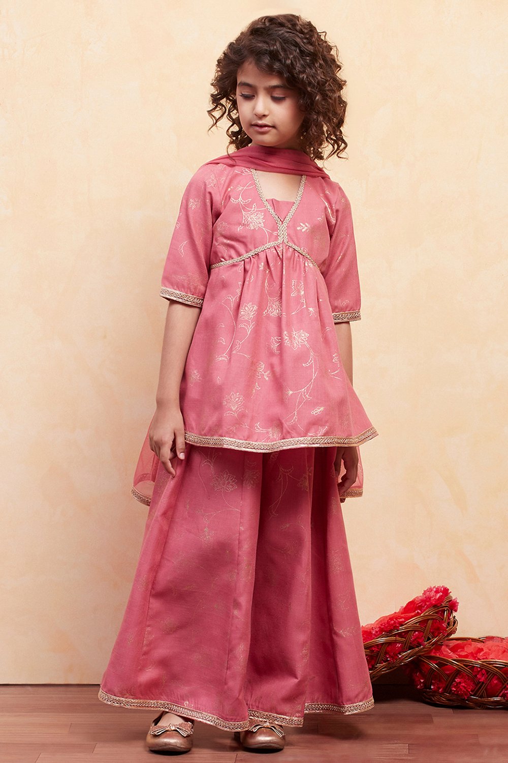 Blush Pink Polyester Peplum Lehenga Set image number 6