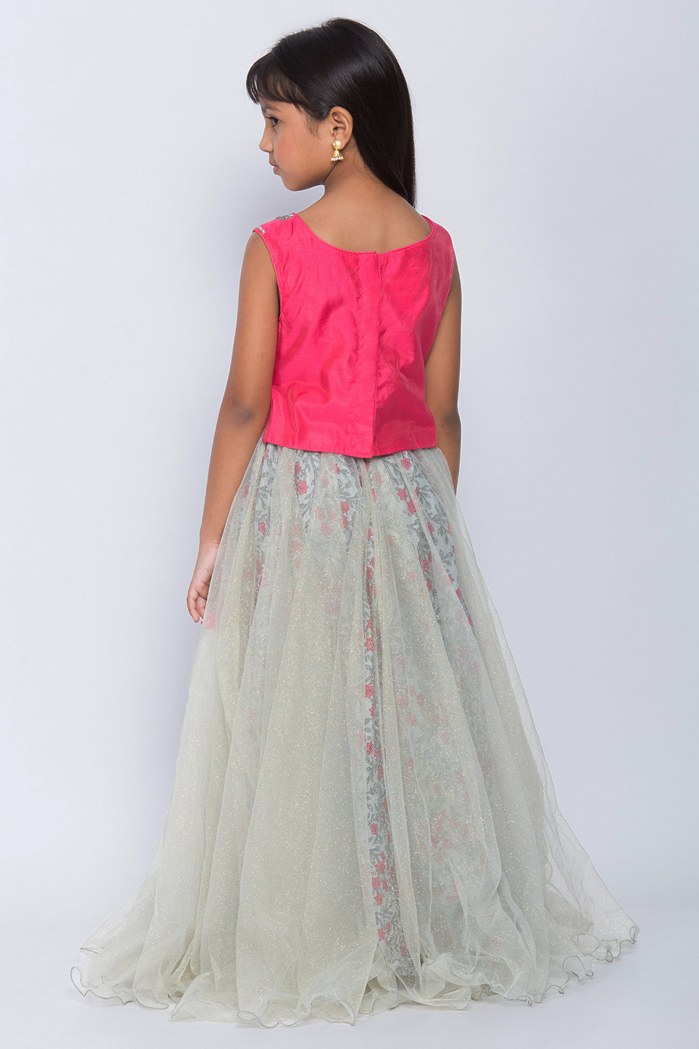 Hot Pink Art Silk Straight Lehenga Set image number 4
